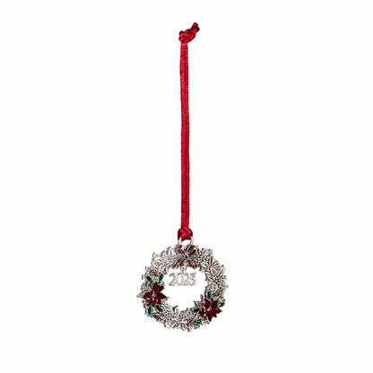 Joyful Traditions Solid Pewter Wreath 2025 Ornament | Plow & Hearth