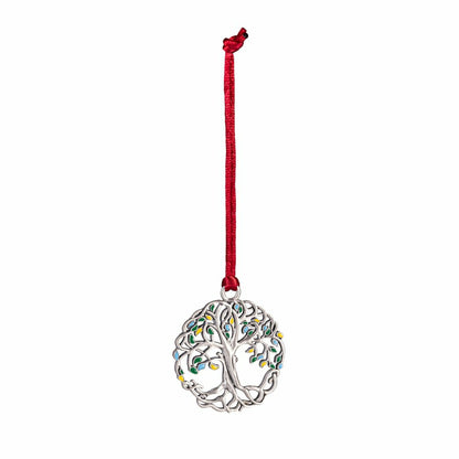 Large Tree of Life Solid Pewter Ornament with Colorful Leaves | Plow & Hearth