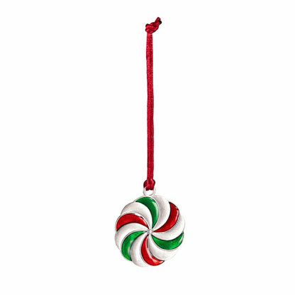 Sugar & Stripes Ornament Solid Pewter Peppermint, 2.28" | Plow & Hearth
