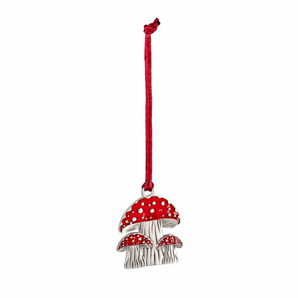 Winter Grove Ornament Solid Pewter Mushroom, 2.28" | Plow & Hearth