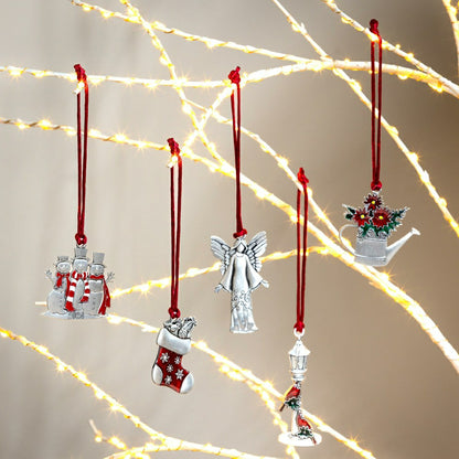 Joyful Traditions Ornament Solid Pewter Lamp Post with Cardinals, 3.5" | Plow & Hearth