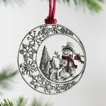 Snowman Solid Pewter Ornament | Plow & Hearth