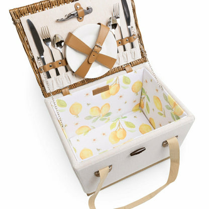 Lemongrove Picnic Basket for 2 - Bees & Lemons | Plow & Hearth