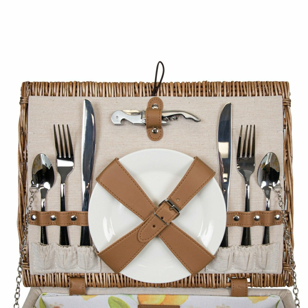 Lemongrove Picnic Basket for 2 - Bees & Lemons | Plow & Hearth