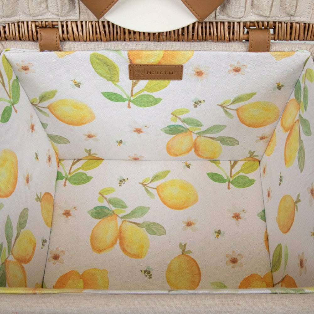 Lemongrove Picnic Basket for 2 - Bees & Lemons | Plow & Hearth