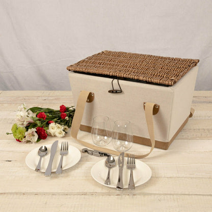 Lemongrove Picnic Basket for 2 - Bees & Lemons | Plow & Hearth