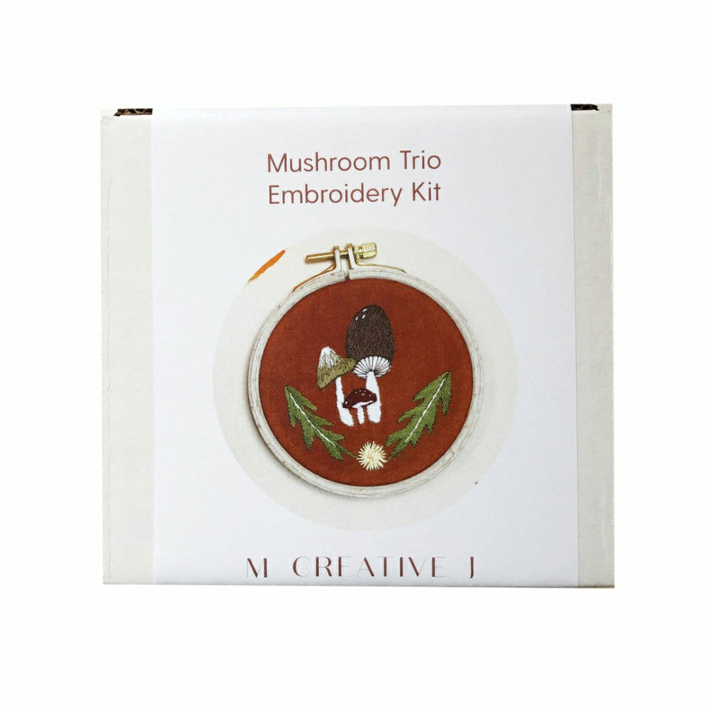 Mushroom Trio - Intermediate Embroidery DIY Craft Kit | Plow & Hearth