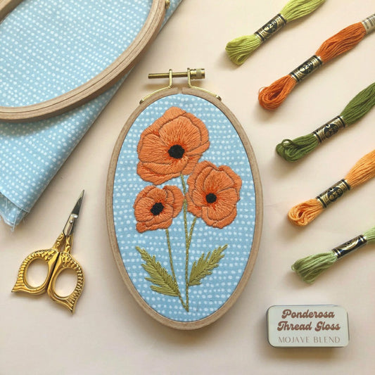 Poppies - Intermediate Floral Hand Embroidery Kit | Plow & Hearth
