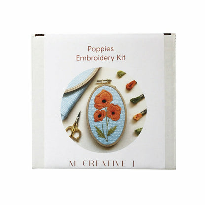 Poppies - Intermediate Floral Hand Embroidery Kit | Plow & Hearth