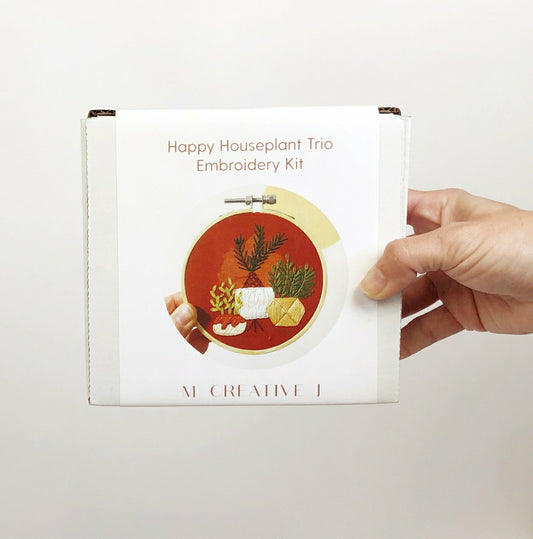 Happy Houseplant Trio - Intermediate Embroidery Kit | Plow & Hearth