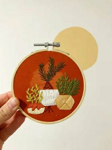 Happy Houseplant Trio - Intermediate Embroidery Kit | Plow & Hearth