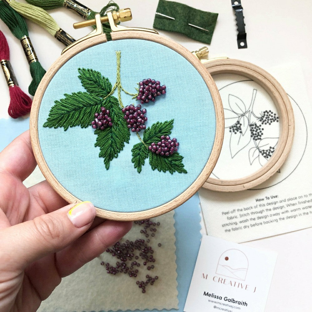 Beaded Berries - Botanical Embroidery Kit for Intermediate Stitchers | Plow & Hearth