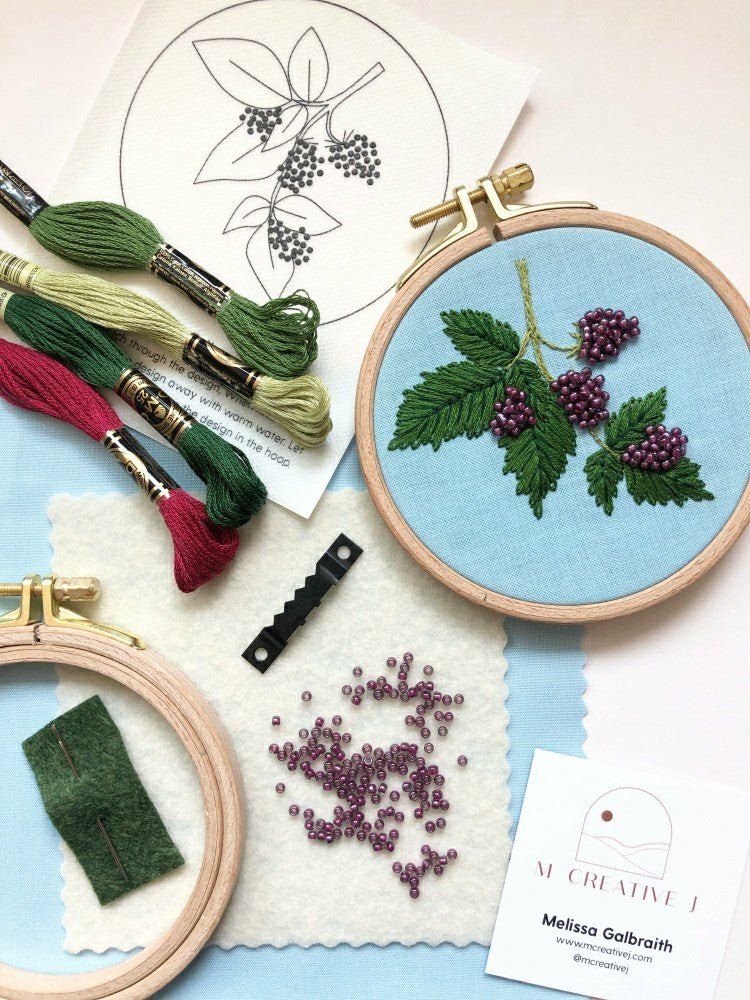 Beaded Berries - Botanical Embroidery Kit for Intermediate Stitchers | Plow & Hearth