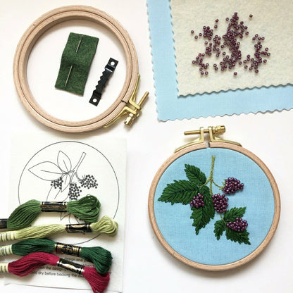 Beaded Berries - Botanical Embroidery Kit for Intermediate Stitchers | Plow & Hearth