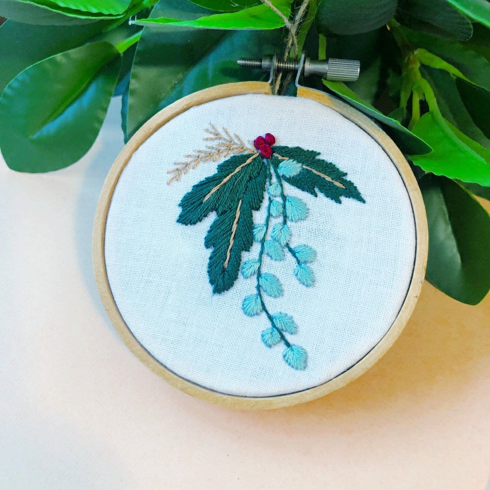 Winter Botanicals Ornament- Mini Embroidery Kit for Beginners | Plow & Hearth