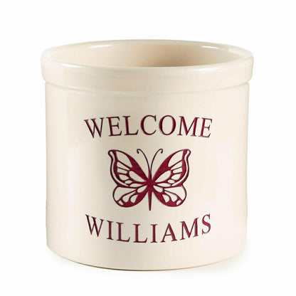 Personalized Stoneware Crock with Butterfly | Plow & Hearth