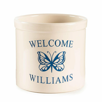 Personalized Stoneware Crock with Butterfly | Plow & Hearth