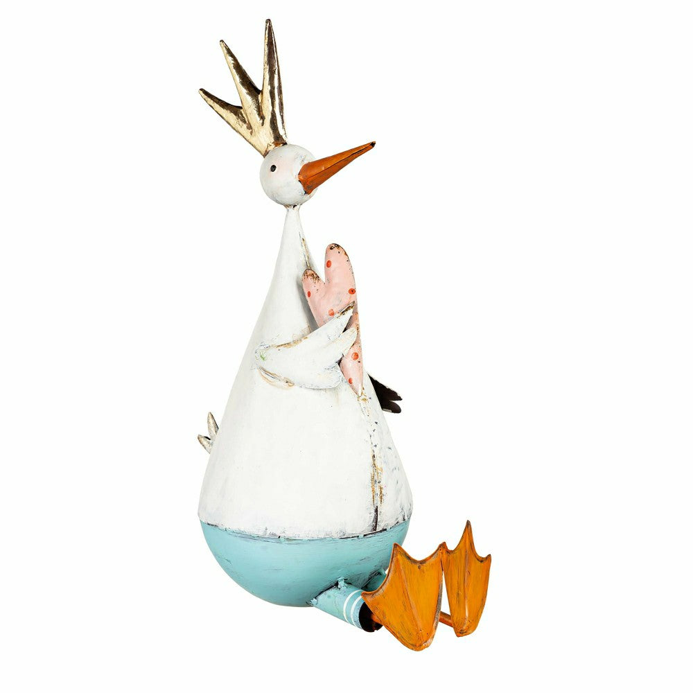 Metal Duck With Heart Garden Statue | Plow & Hearth