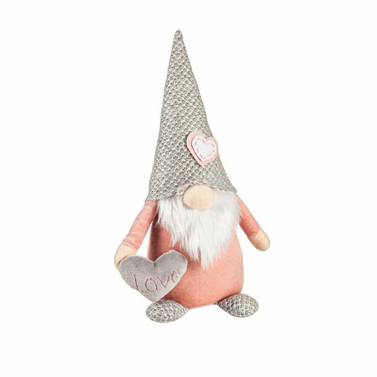 Valentine's Day Table Decor Fabric Pink and Grey Gnome with Heart, 13" | Plow & Hearth