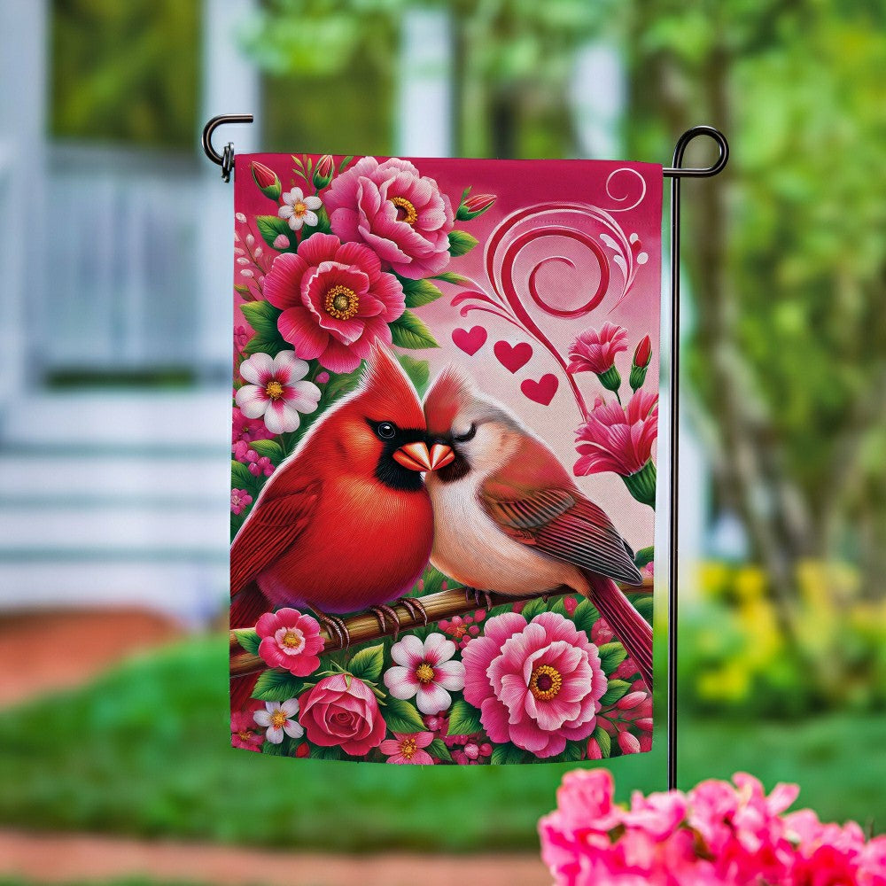 Cardinal Lovers Suede Garden Flag | Plow & Hearth