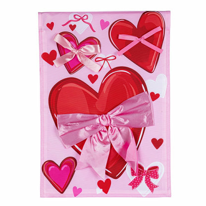 Bows & Hearts Applique Garden Flag | Plow & Hearth