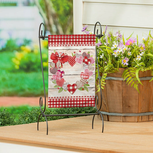 Country Heart Wreath Burlap Garden Flag | Plow & Hearth