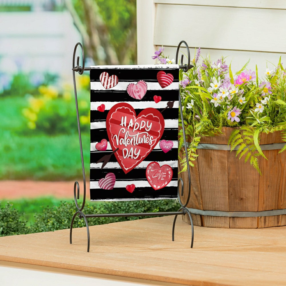 Striped Hearts Burlap Garden Flag | Plow & Hearth