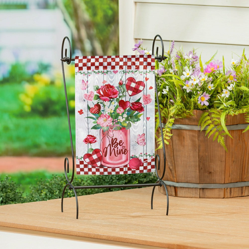 Be Mine Mason Jar Moire Garden Flag | Plow & Hearth