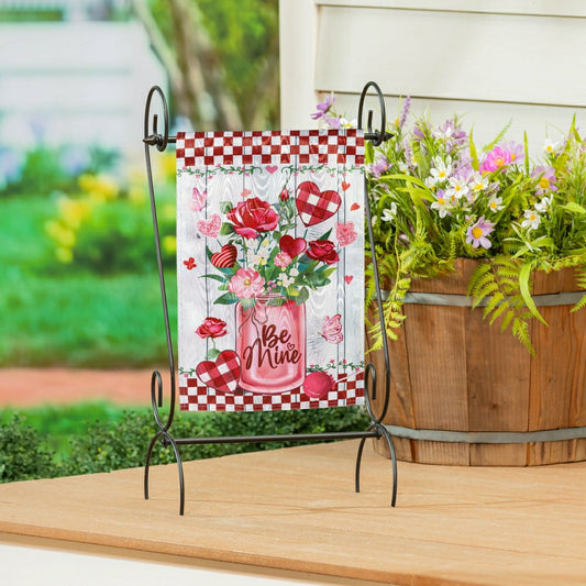 Be Mine Mason Jar Moire Garden Flag | Plow & Hearth