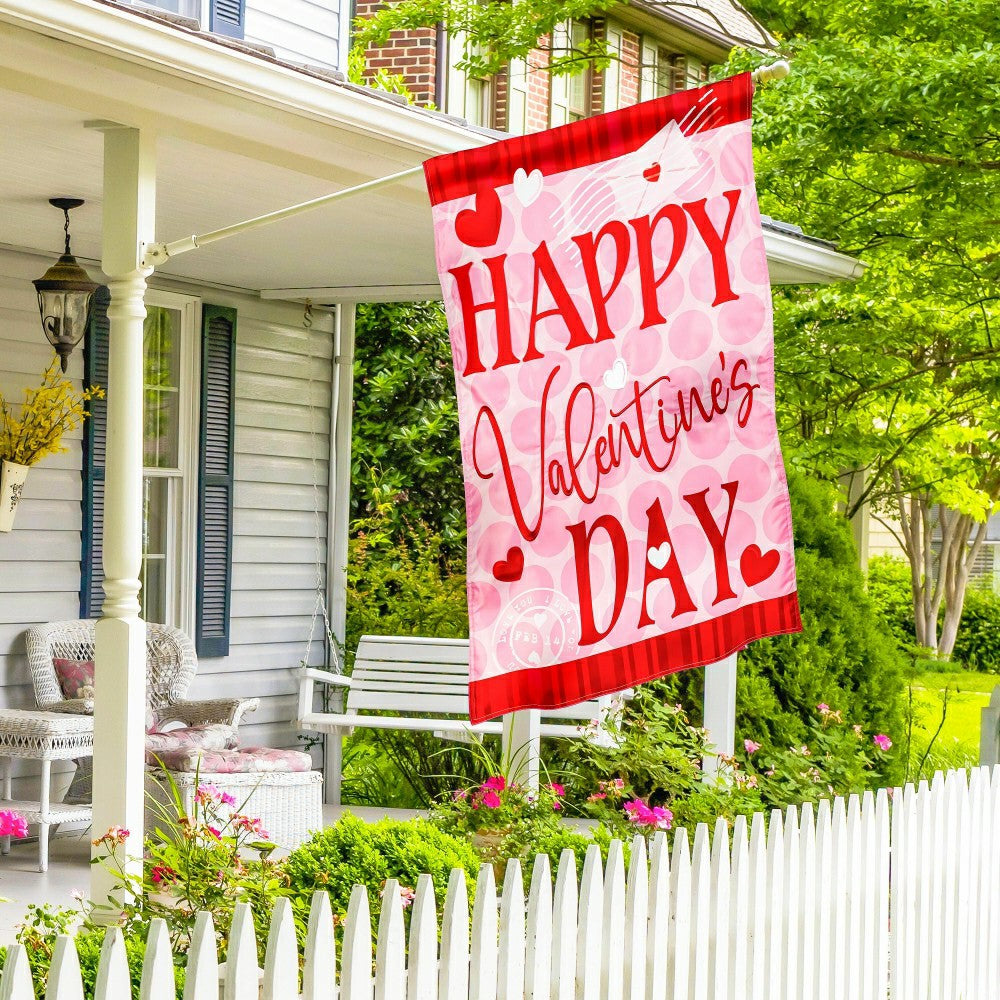 Happy Valentine's Day Hearts Applique Garden Flag | Plow & Hearth