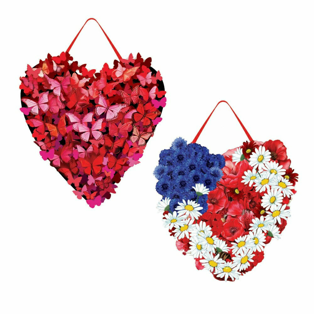 Valentine's Day Butterfly Heart & Patriotic Heart Reversible Door Deco | Plow & Hearth