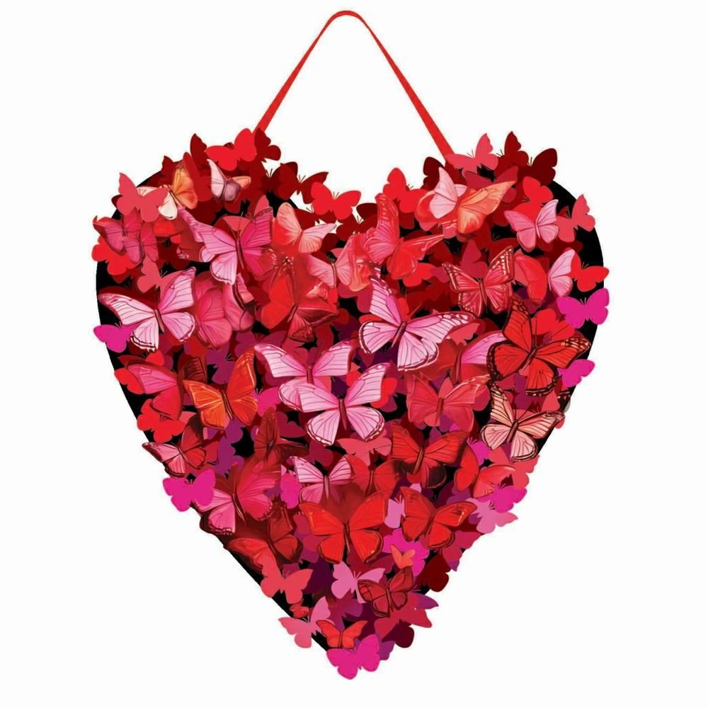 Valentine's Day Butterfly Heart & Patriotic Heart Reversible Door Deco | Plow & Hearth