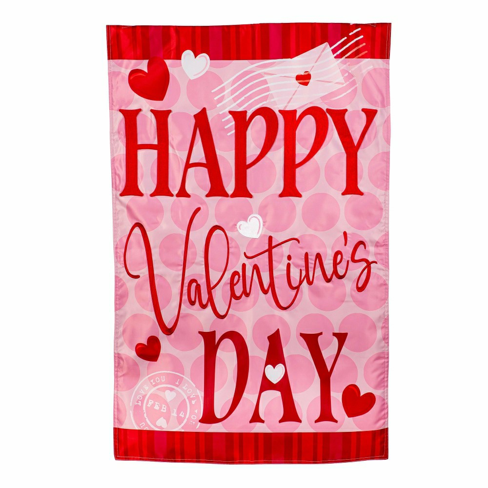 Happy Valentine's Day Hearts Applique House Flag | Plow & Hearth