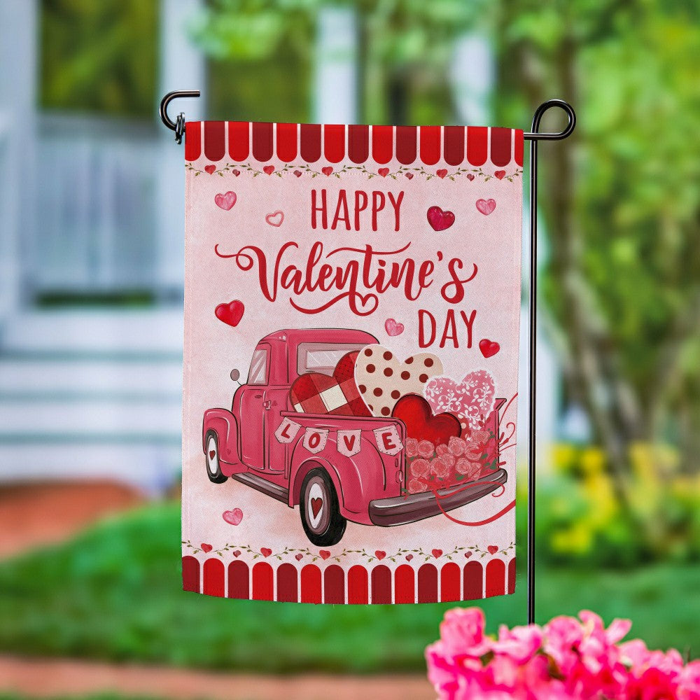 Truck Full Of Love Suede Garden Flag | Plow & Hearth