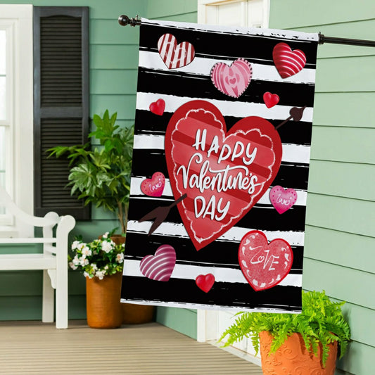 Striped Hearts Burlap House Flag | Plow & Hearth