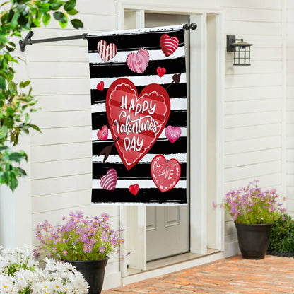 Striped Hearts Burlap House Flag | Plow & Hearth