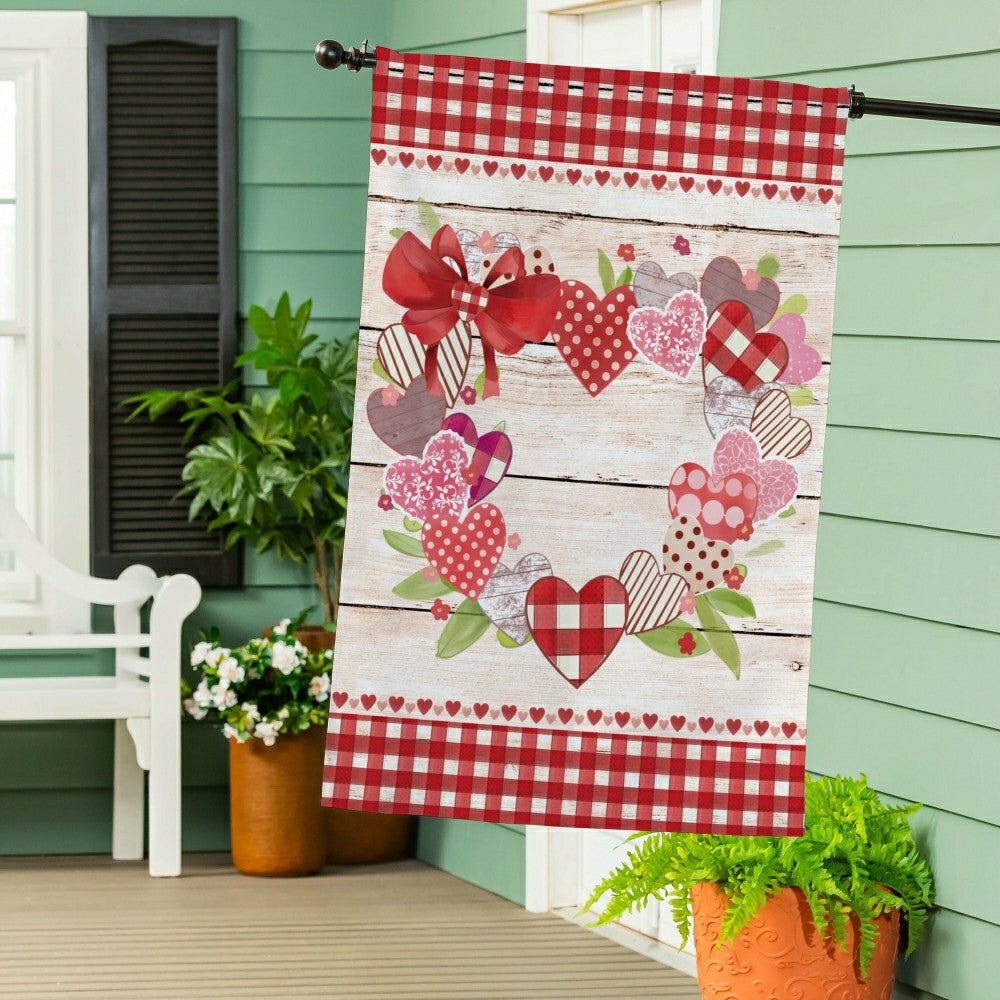 Country Heart Wreath Burlap House Flag | Plow & Hearth