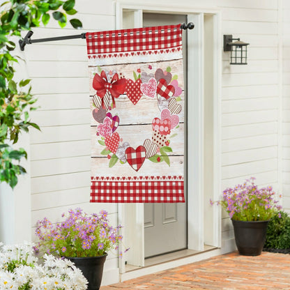Country Heart Wreath Burlap House Flag | Plow & Hearth