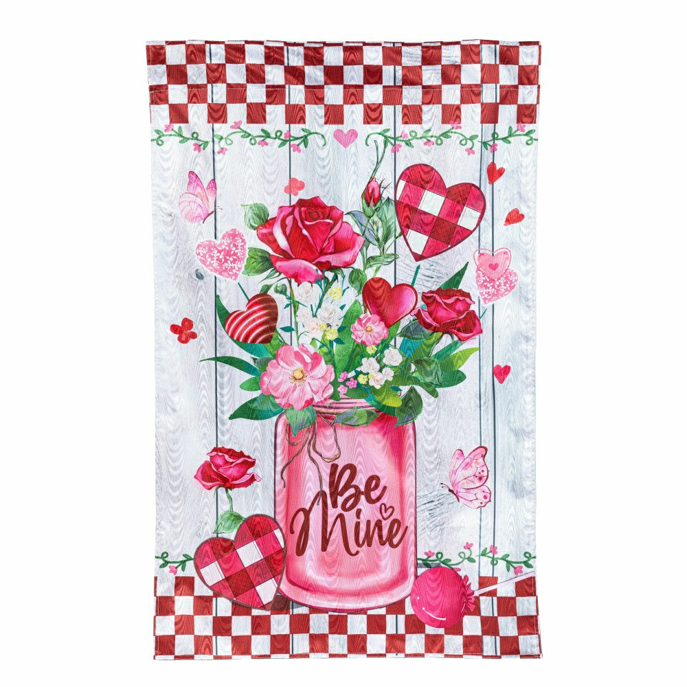 Be Mine Mason Jar Moire House Flag | Plow & Hearth