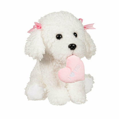 10" Plush Valentine's Bichon Frise | Plow & Hearth
