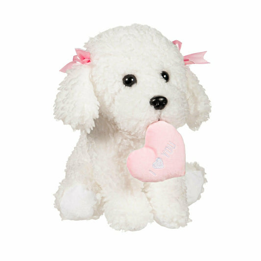 10" Plush Valentine's Bichon Frise | Plow & Hearth