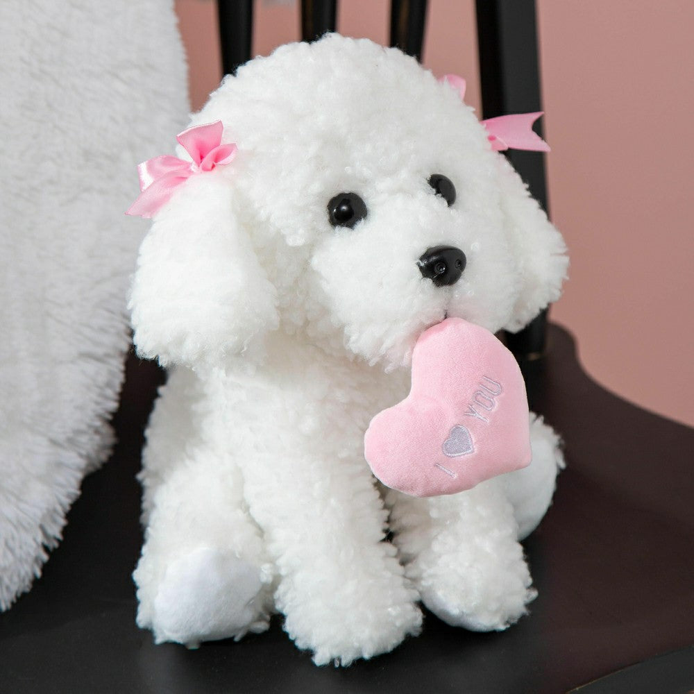 10" Plush Valentine's Bichon Frise | Plow & Hearth