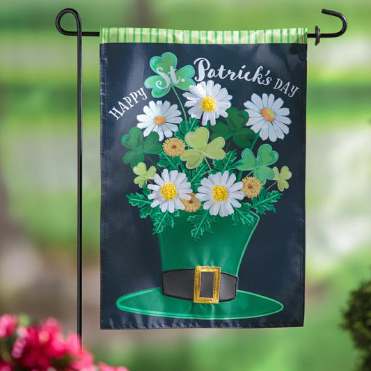 Happy St. Patrick's Day Floral Hat Applique Garden Flag | Plow & Hearth
