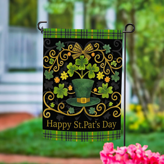 St. Patrick's Day Ornate Suede Garden Flag | Plow & Hearth