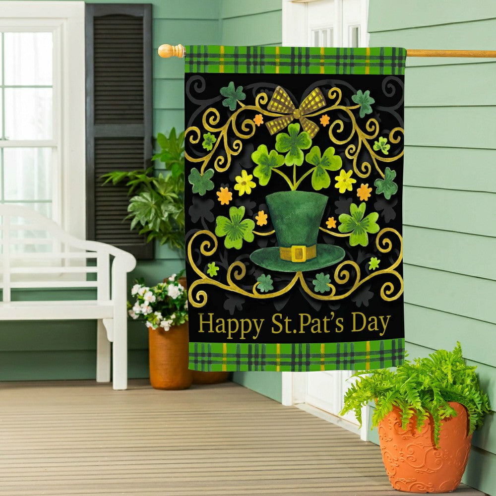 St. Patrick's Day Ornate Suede House Flag | Plow & Hearth