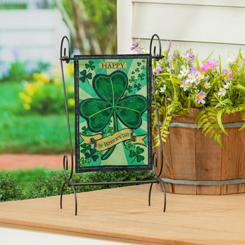 St Patrick's Day Shamrock Applique Garden Flag | Plow & Hearth