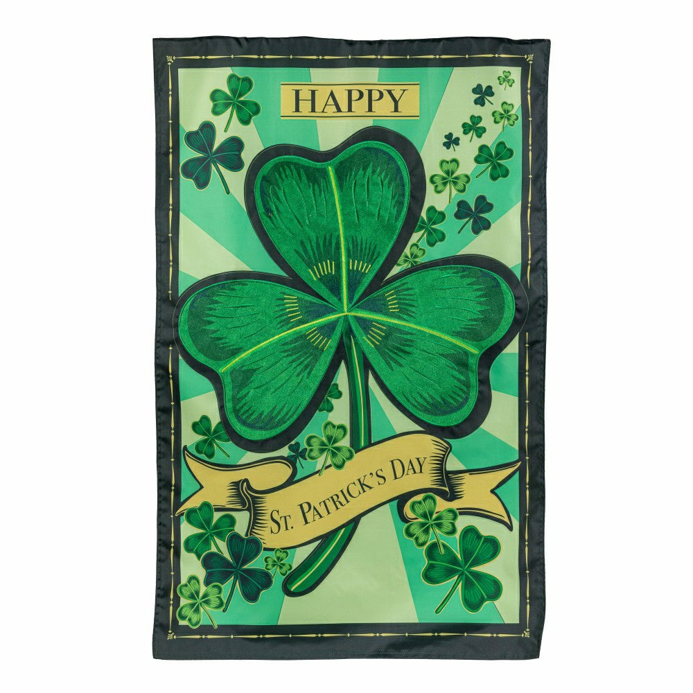 St Patrick's Day Shamrock Applique House Flag | Plow & Hearth