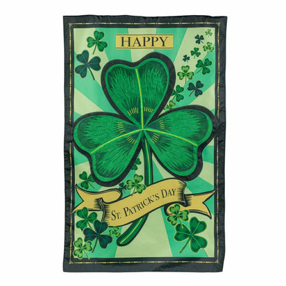 St Patrick's Day Shamrock Applique House Flag | Plow & Hearth