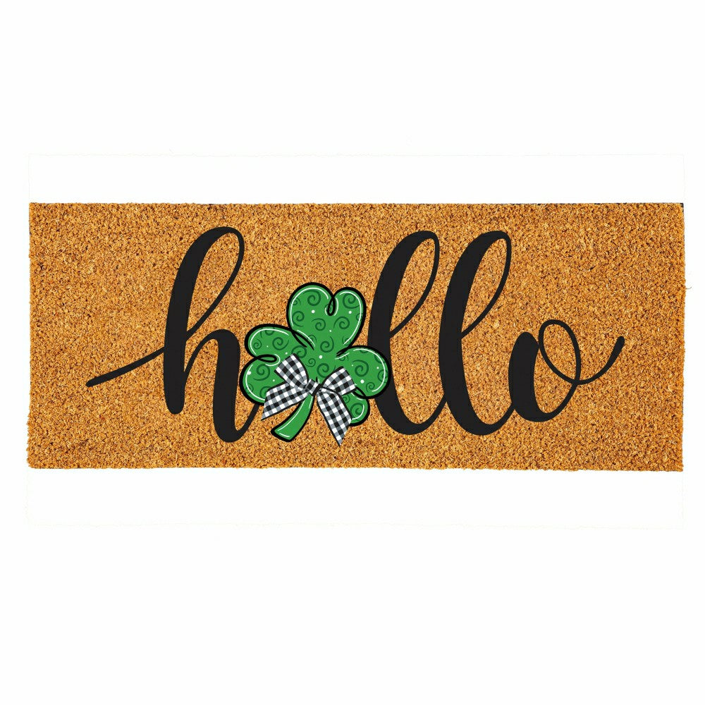 Hello Shamrock Extra Large Coir Mat, 60"x24" | Plow & Hearth