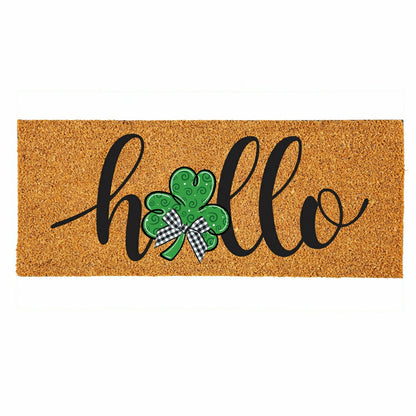 Hello Shamrock Extra Large Coir Mat, 60"x24" | Plow & Hearth